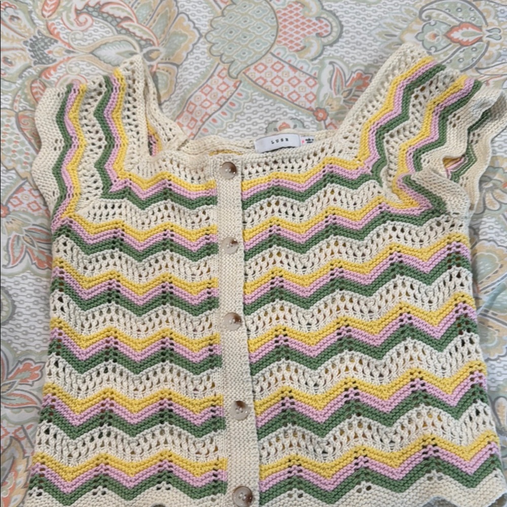Lush Multicolor Chevron Knit Top
